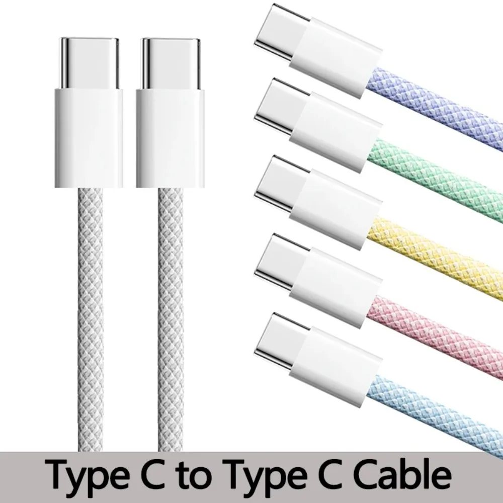USB-C to Type C Color Cable For Apple iPhone 15 PD 60W Fast Charging For Huawei Xiaomi Samsung Type C Weaving Cable Accessories